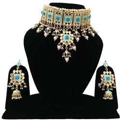 Finekraft Indian Bridal Wedding Kundan Pearls Necklace Jewelry Set for Women