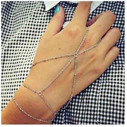 Olbye Finger Ring Bracelet Layering Silver Hand Chain Bracelet Everyday Jewelry for Women and Teen Girls