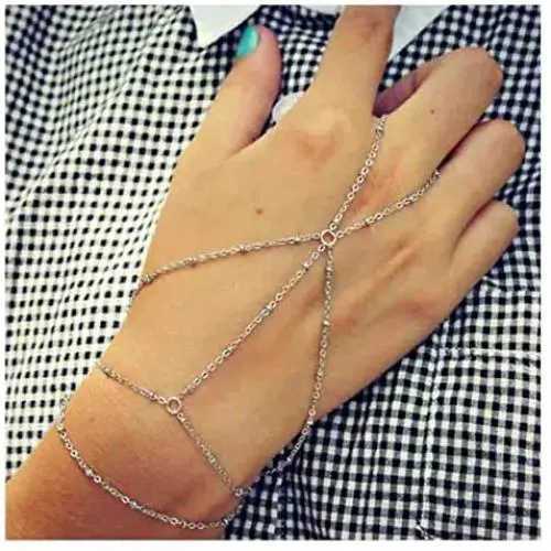 Olbye Finger Ring Bracelet Layering Silver Hand Chain Bracelet Everyday Jewelry for Women and Teen Girls Olbye Finger Ring Bracelet Layering Silver Hand Chain Bracelet Everyday Jewelry for Women and Teen Girls
