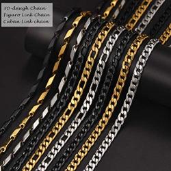 PROSTEEL Stainless Steel 7mm Cuban Link Chain/7mm Figaro Chain/5mm 3D Chain for Men Women, Hypoallergenic, Suitable for Sensitive Skin, 18''/20''/22''/24''/26''/28''/30'', Come Gift Box