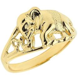 Animal Kingdom 10k Yellow Gold Open Design Indian Elephant Ring