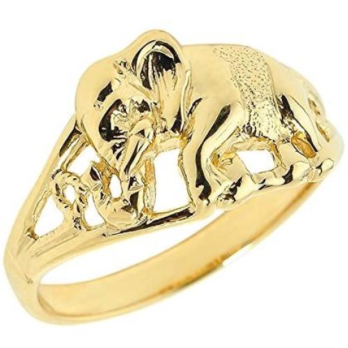 Animal Kingdom 10k Yellow Gold Open Design Indian Elephant Ring