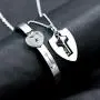 Uloveido Shield Key Pendant Necklace and Lock Bracelet for Girls Boys Couple Necklace Bracelet Set for Men and Women Anniversary Birthday Gift, You Hold the Key to My Heart Y473/Y474