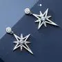 CZ Light Star Drop Dangle Earings for Women Teen Girls Sterling Silver Cubic Zirconia Hypoallergenic Nickel Free Crystal Hollow Stars Dangling Stud Dainty Jewelry for Valentine Anniversary Gift