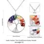 Blingsoul Tree of Life Pendant Necklace - Chakra Quartz Gemstones Silver Crystal Jewelry St. Patrick Day Gift for Women Blingsoul Tree of Life Pendant Necklace - Chakra Quartz Gemstones Silver Crystal Jewelry St. Patrick Day Gift for Women