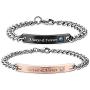 Jemant Couples Bracelets for Him Her Set King Queen Black Engraving Pink Stainless Steel Simple Promise Matching Relationship Bracelets for Couples Husband Wife Gf Bf V Day Gifts