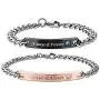 Jemant Couples Bracelets for Him Her Set King Queen Black Engraving Pink Stainless Steel Simple Promise Matching Relationship Bracelets for Couples Husband Wife Gf Bf V Day Gifts