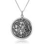 Sterling Silver Round Embossed Antique Finish Locket Necklace, 20''