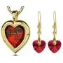 Gold Plated Heart Jewelry Set I Love You Necklace 24k Gold Inscribed in 120 Languages in Miniature Text on Sparkling Brilliant Cut Heart-Shaped Cubic Zirconia Gemstone and Crystal Earrings Gold Plated Heart Jewelry Set I Love You Necklace 24k Gold Inscribed in 120 Languages in Miniature Text on Sparkling Brilliant Cut Heart-Shaped Cubic Zirconia Gemstone and Crystal Earrings