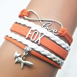 HHHbeauty Fox Bracelet Jewelry Leather Infinity Love Fox Gifts Fox Jewelry Bracelet Gifts for Women, Girls, Men, Boys, Fox Lover Popular Infinity Love Charm, Fox Lover Gifts
