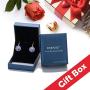 Swarovski Crystal Halo Round Drop Dangle Earrings for Women 14K Gold Plated Hypoallergenic Jewelry