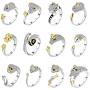 PAMTIER Mens and Womens Chinese Zodiac Ring Adjustable Charming Zircon Horoscopes Jewelry