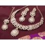 Touchstone Indian Bollywood Intricately Crafted Diamond Look Rhinestone Crystal Colorful Wedding Designer Jewelry Necklace Set in Gold and Silver Tone for Women.