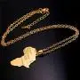U7 Hip Hop Jewelry 22'' Long Chain Platinum/Rose Gold/Black Gun/18K Gold Plated African Map Pendant Necklace,Men Women Gift