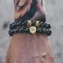 Joan Nunu Handmade 8mm Stone Beads Bracelets Set King Crown Tiger Charm Fashion Jewelry for Men Women