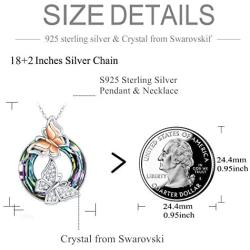 Sterling Silver Butterfly Pendant Neacklace with Crystal from Swarovski, Butterfly Jewelry Gift for Her