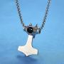 LineAve Mens Stainless Steel Large Wolf Viking Thors Hammer Pendant Necklace, 23''+2'' Ext, 8c0015