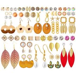 MTSCE 24-36 Pc Fashion Earrings Sets, Bohemian Hoop Earrings Set Tassel Acrylic Drop Dangle Earring for Women Girls
