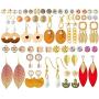 MTSCE 24-36 Pc Fashion Earrings Sets, Bohemian Hoop Earrings Set Tassel Acrylic Drop Dangle Earring for Women Girls