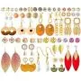 MTSCE 24-36 Pc Fashion Earrings Sets, Bohemian Hoop Earrings Set Tassel Acrylic Drop Dangle Earring for Women Girls