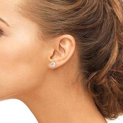 Freshwater Cultured Pearl Earrings for Women White Button Studs with 925 Sterling Silver - THE PEARL SOURCE