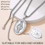 GoldChic Jewelry Customized Cross INRI Crucifix/Miraculous Virgin Mary Charm Pendant with Chain, Christain Jewelry Women Men, 18K Gold/Black Rhodium Plated/Stainless Steel Jesus Necklace