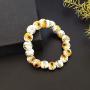 YOUCANDOIT2 Handmade Sunflower Simple Geometric Round Ceramic Bracelet Elastic for Women Girls Gift