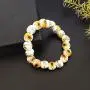 YOUCANDOIT2 Handmade Sunflower Simple Geometric Round Ceramic Bracelet Elastic for Women Girls Gift