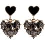 ZHUPI Crystal Trendy Stud Earrings Jewelry Heart Earrings Black Rhinestone Drop Dangle Long Earrings, Fashion Jewelry for Women Girls