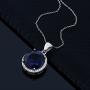 Gem Stone King 18.50 Ct Round Blue Simulated Sapphire 925 Sterling Silver Earrings Pendant Set