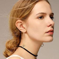 Hqtrade Chic Alloy Drop Hook Bar Dangle Earrings Long Pendant Earrings Cube Dangle Cubic Zirconia Jewelry for Women Ladies Girls