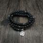 Self-Discovery 108 Bead Mala Bracelet with Lotus Charm and 6mm Small Stone Beads