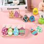 20 Pairs Easter Spring Faux Leather Earrings Easter Egg Bunny Green Plaid Shamrock Teardrop Earrings Dangle Earrings Set for Women Girls Birthday Party
