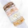 Bohemian Acrylic Druzy Multi-Layer Bead Statement Bracelet - Versatile Faux Stone Pendant Stretch Strand Stackable Cuff Bangle Set Sparkly Crystal