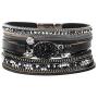 Multilayer Leather Bracelet Handmade Crystal Wrap Bangle with Magnetic Clasp Leather Wrap Bracelet Bohemian Jewelry Gift for Women and Girl