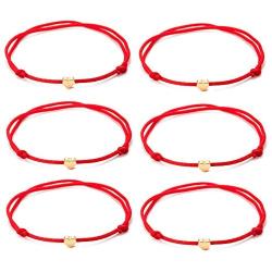 18K Gold Plated Heart String Bracelets For Women Men Teen Girls Boys Adjustable Hand-woven Nylon Red Black Rope Cord Thread Gift Minimalist Jewelry, 2/6pcs
