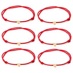 18K Gold Plated Heart String Bracelets For Women Men Teen Girls Boys Adjustable Hand-woven Nylon Red Black Rope Cord Thread Gift Minimalist Jewelry, 2/6pcs