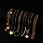 Dremcoue 12 Pcs Dainty Bracelets Set for Women Girls Handmade Simple Cute Charm Chain Bracelet Adjustable Bracelet Set