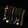 Dremcoue 12 Pcs Dainty Bracelets Set for Women Girls Handmade Simple Cute Charm Chain Bracelet Adjustable Bracelet Set