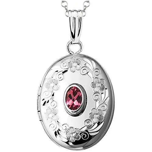 Finejewelers Sterling Silver Birthstone Locket Pendant Necklace Finejewelers Sterling Silver Birthstone Locket Pendant Necklace
