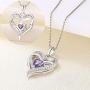 YL Womens Heart Necklace Sterling Silver Filigree Love Heart Pendant Cubic Zirconia Jewelry