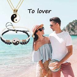 choice of all 4PCS Couples Necklace Bracelets for Him and Her Yin Yang Couples Necklace Leather Braclets Couple Jewelry Gift