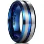 King Will DUO 8MM Brushed Matte Titanium Ring Blue Thin Groove Comfort Fit Wedding Band For Men King Will DUO 8MM Brushed Matte Titanium Ring Blue Thin Groove Comfort Fit Wedding Band For Men