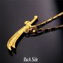 U7 Islamic Muslim Jewelry 18K Gold Plated Engraved Imam Ali Sword Dhul-Fiqar Zulfiqar Necklace
