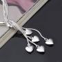 Women Girl Link Bracelet， 925 Sterling Silver Five-line Chain with Five-Heart Bracelet(7.5'',7.9'', 8.3'')