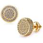 Gold Earrings For Men And Ladies With Screw Back Hip Hop Earrings Men Gold Plated With Cubic Zircon Round