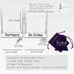 G-Ahora Partners in Crime Necklace for 2 Best Friend Necklaces Friendship Jewelry（NL-in Crime）