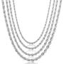 LOYALLOOK 2.5-5MM Twist Rope Chain Stainless Steel Necklace 16-32 Inches Men Women Jewelry, Silver Tone