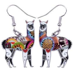 NEWEI Enamel Alloy South America Alpaca Earrings Drop Dangle Fashion Unique Animal Jewelry For Women Girls Gift Charms