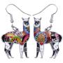 NEWEI Enamel Alloy South America Alpaca Earrings Drop Dangle Fashion Unique Animal Jewelry For Women Girls Gift Charms